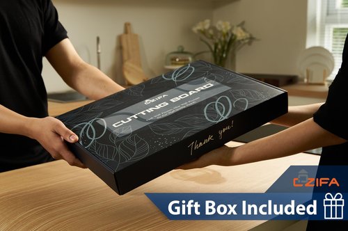 Cozifa American Dark Walnut Wood Cutting Board 17"x12"x1.6" for Kitchen with Juice Groove, Inner Handles, Gift Box Packaging and End Grain Butcher Block Finished with Linseed Oil, Beeswax & Lemon Oil