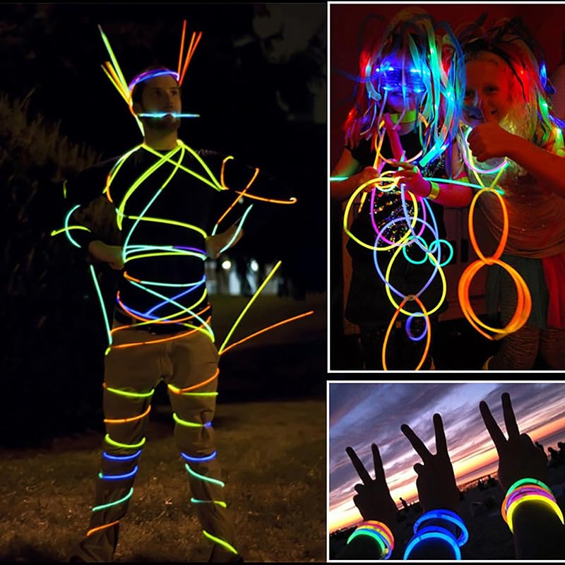 200 Counts Glow Sticks Party Pack - 8" Neon Glow in the Dark Bracelets & Necklaces, Bulk Party Favors