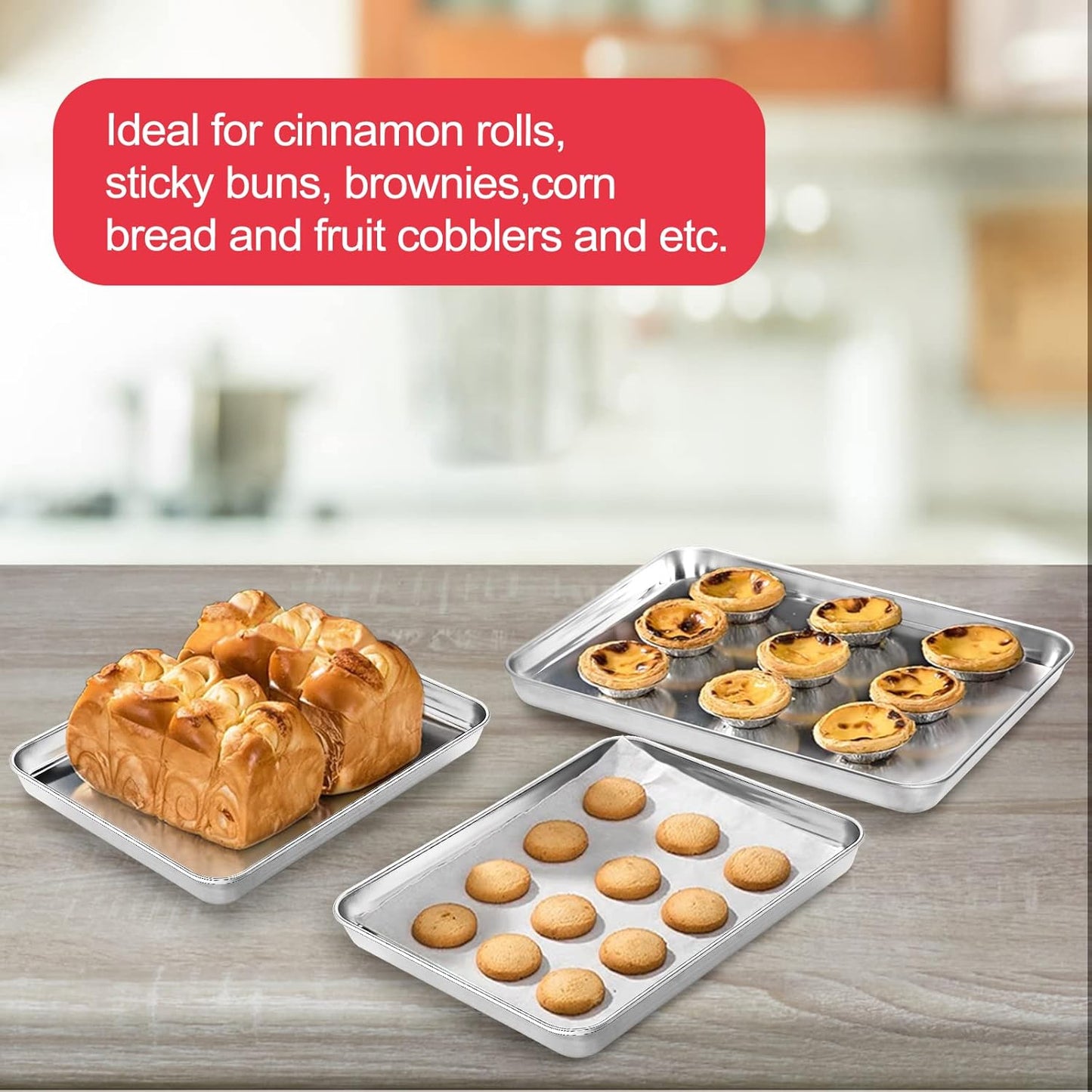 Skiennix Stainless Steel Baking Sheet - Non-Toxic Cookie Tray | 9 x 7 Inch, Easy Clean & Dishwasher Safe