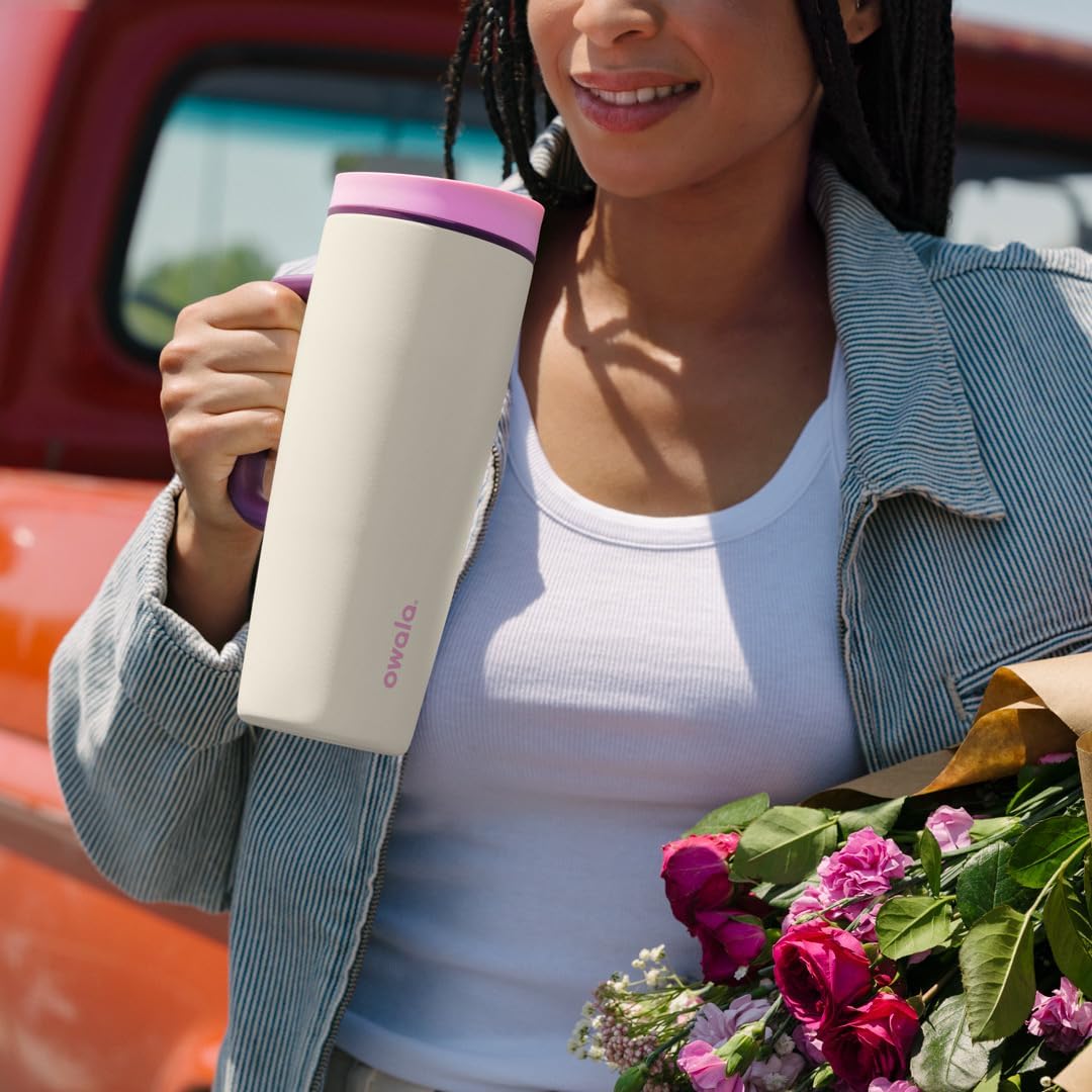 Owala SmoothSip Slider Travel Mug - 24 oz Stainless Steel Insulated, Leak Proof, Hot & Cold Drinks, BPA Free