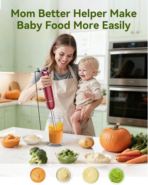 Abuler Immersion Blender - 5-in-1 Hand Mixer with 12 Speeds & 1000W Power | Includes 600ml Beaker & Chopper