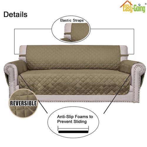 Easy-Going Oversized Chair Sofa Slipcover Reversible Sofa Cover Water Resistant Couch Cover Furniture Protector Cover with Elastic Straps for Pets Dog (Oversized Chair, Beige/Beige)