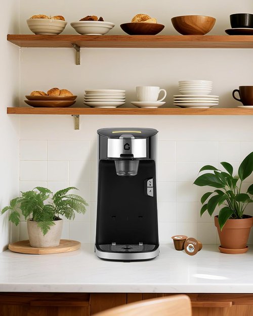 IDEALHOUSE Single Serve Coffee Maker - K Cup Compatible, Auto Shut Off, 18.6 Oz Water Tank | Fast Brew for Home & Office
