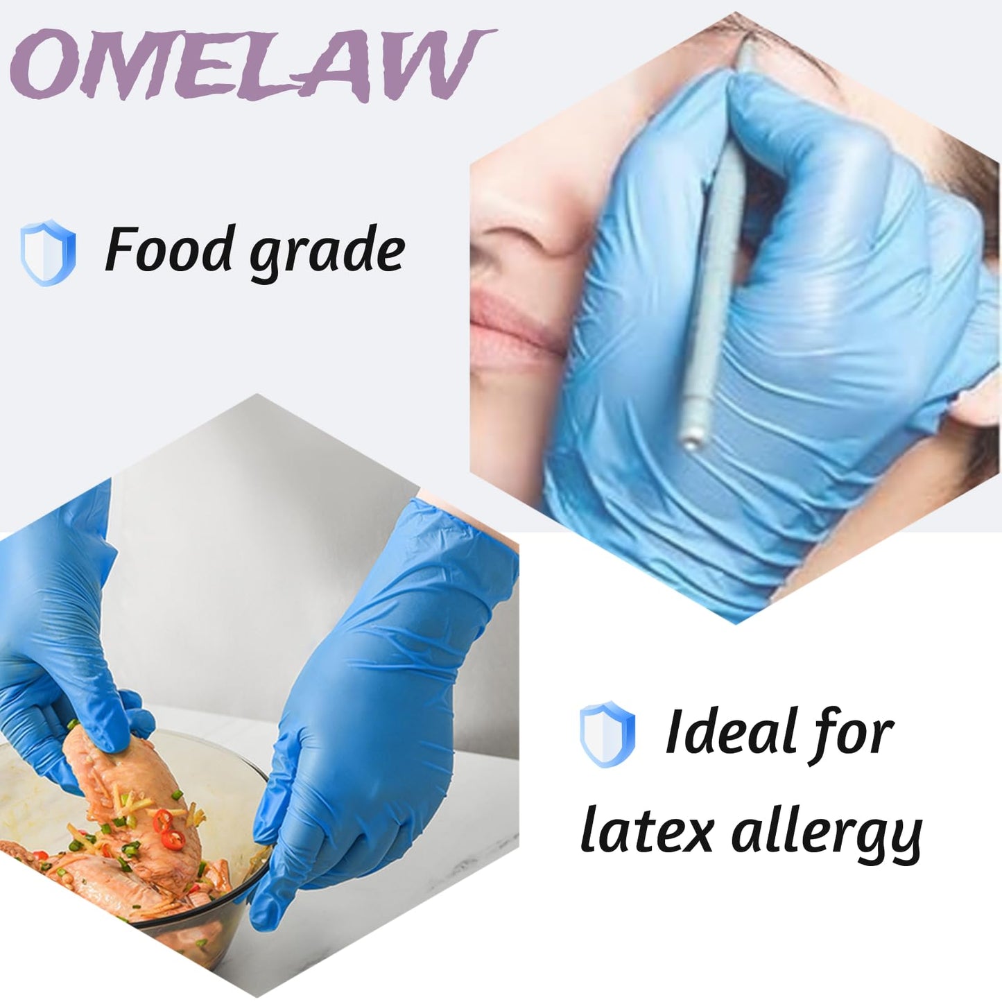 OMELAW L 1000 Nitrile Gloves Portable Package with a Re-sealable Cover, Blue Powder-free Latex free, pack of 1000 (Large)
