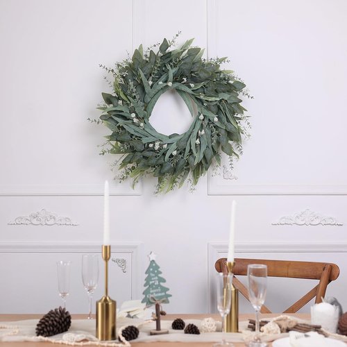 Eucalyptus Wreath - 26" Large Artificial Greenery for Front Door | All-Season Home Decor (Green)