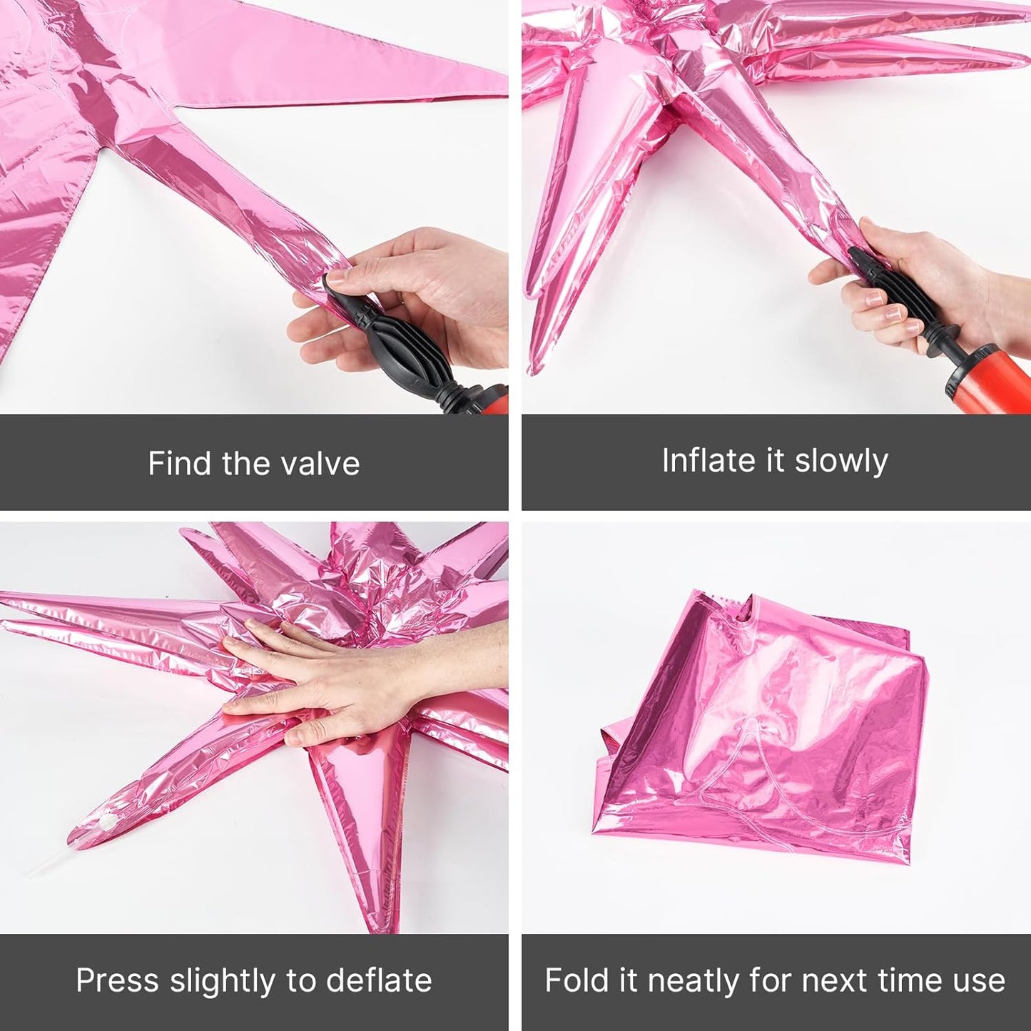 PartyWoo Pearl Pink Star Foil Balloons - 42 Inch Large Mylar Balloons for Birthday & Gender Reveal