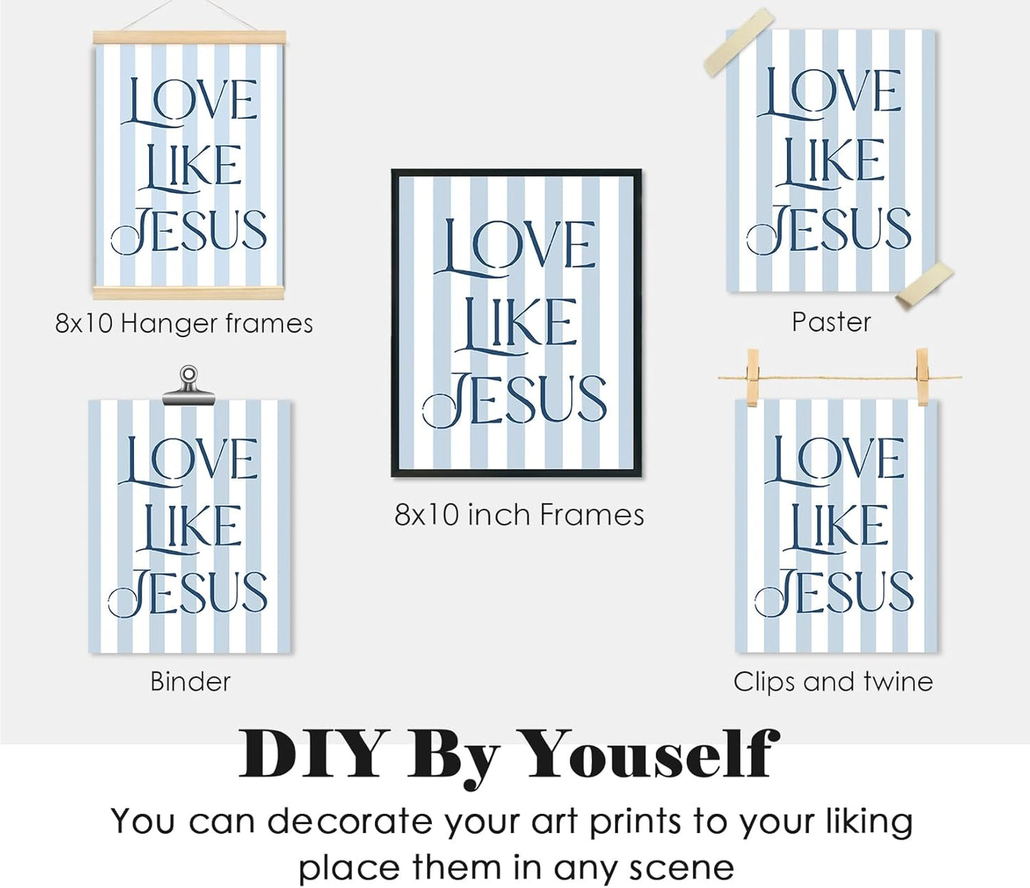 ULEGIE Coquette Bow Bible Poster Wall Art - Inspirational Jesus Decor for Teen Girls | 8x10 Unframed Set of 4