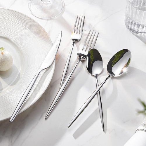 KINGSTONE 60-Piece Silverware Set - Premium 18/10 Stainless Steel Cutlery for Home & Weddings
