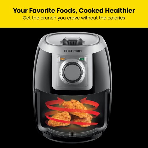 CHEFMAN 2 Qt Compact Air Fryer - Healthy Cooking with Adjustable Temperature & Timer | Nonstick, BPA-Free, Black