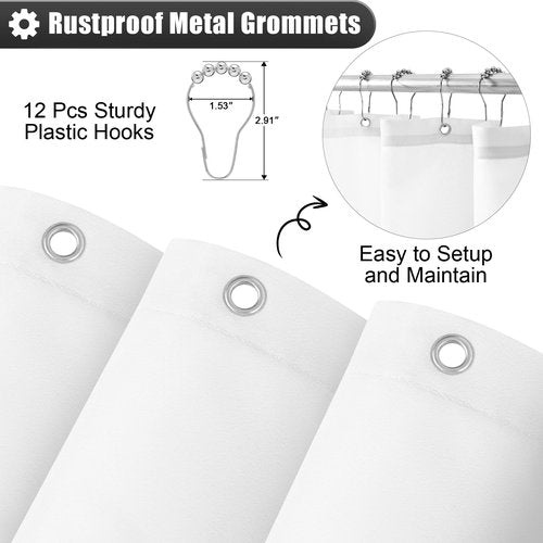 OLANLY Luxury Black and Grey Ombre Shower Curtain Sets with 12 Hooks, Waterproof and Washable Decorative Shower Curtains for Bathroom, 72x72 Inches