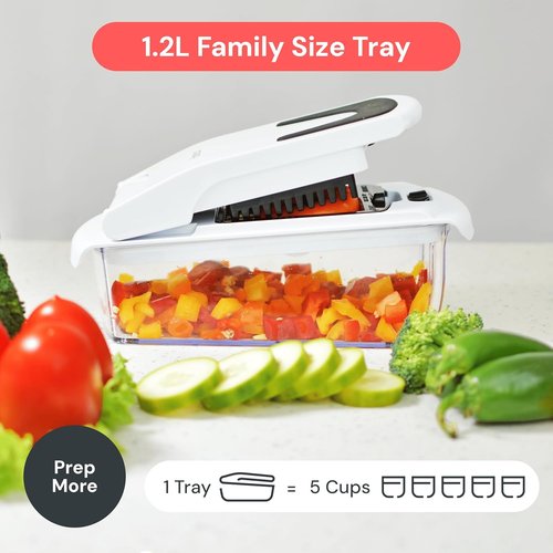 Fullstar Vegetable Chopper & Mandoline Slicer - 7-in-1 Kitchen Gadget with Container & Cheese Grater, White