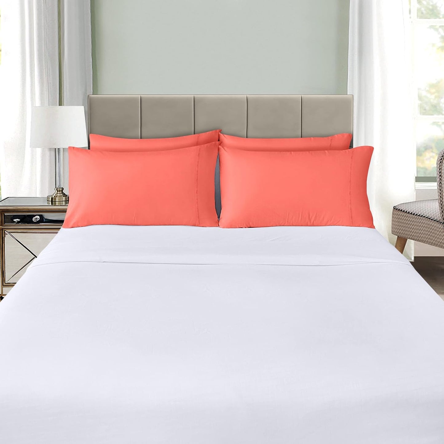 Utopia Bedding King Pillow Cases - 4 Pack - Soft Brushed Microfiber - Fade Resistant 20 X 40 Inches (Coral)
