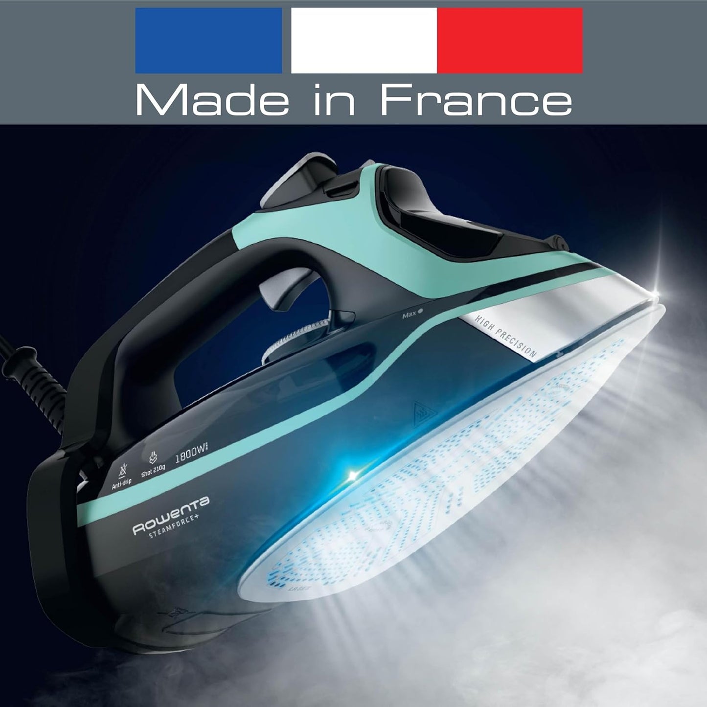 Rowenta Steam Force Iron - 1800 Watts Stainless Steel Soleplate with Anti-Drip & Precision Tip | DW9440