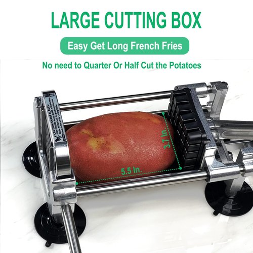 Eascandy French Fry Cutter, Heavy Duty French Fries Slicer, Stainless Steel Potato Cutter for Sweet Potato, Carrot, Yam, Cucumbers. 1/2 & 3/8 & 1/4 Cutter