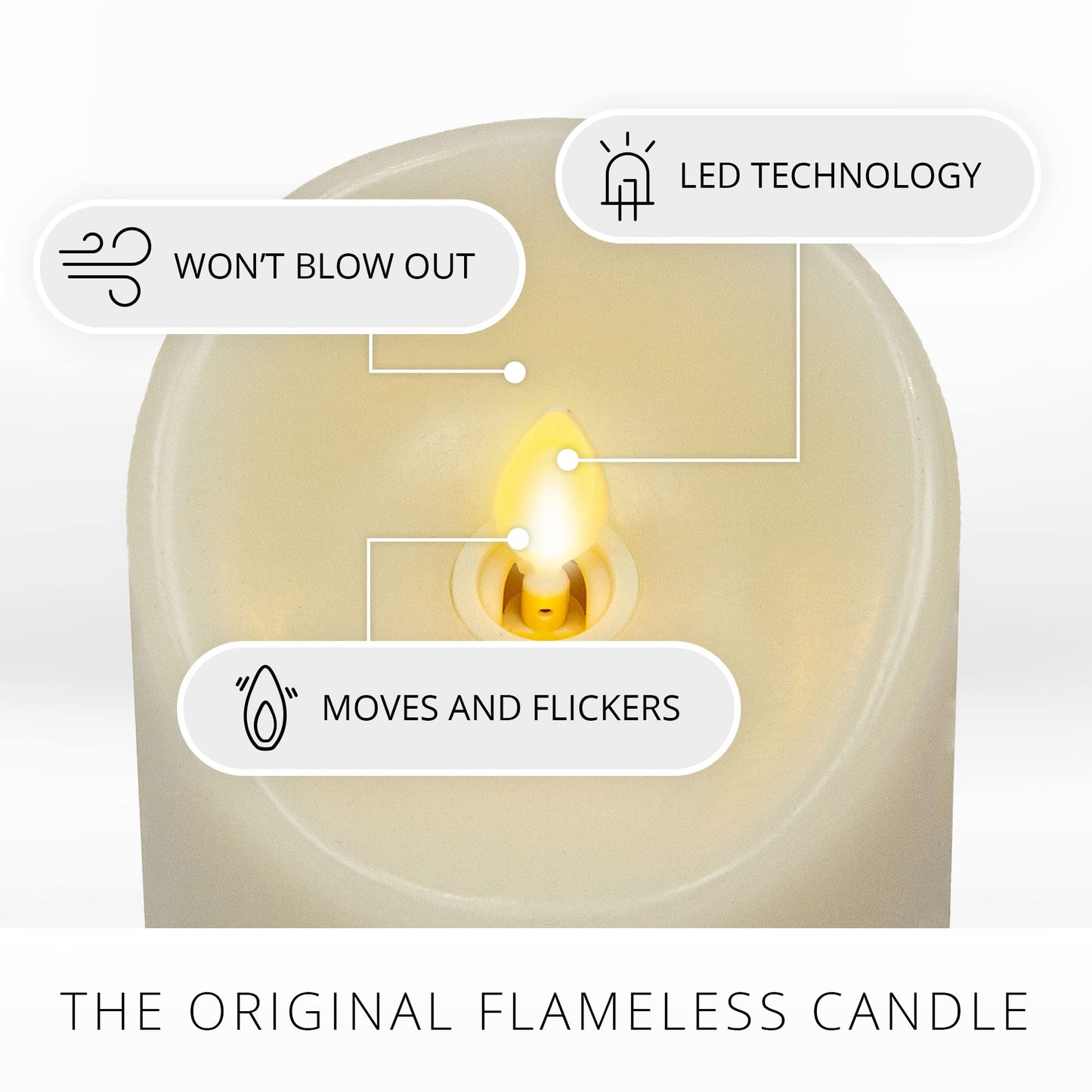 Luminara Moving Flame LED Pillar Flameless Candle, 9-inch, Vanilla Honey Scented, Ivory