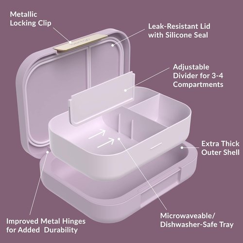 Bentgo Modern Bento Lunch Box - Leak-Resistant, 5.5 Cup Capacity, 3-4 Compartments | BPA-Free, Dishwasher Safe (Orchid)