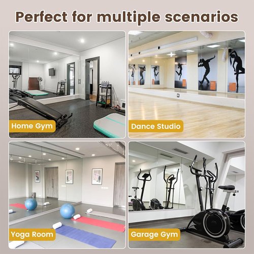 LOAAO Home Gym Mirror - 48"x30" Frameless Tempered Glass Workout Mirrors for Home Gym & Dance Studio