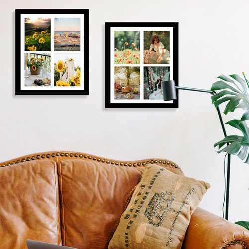 JCJMY 12x16 Picture Frame, 5x7 Collage Picture Frame, Display 4 Pcs 5x7 Photos or 12x16 Picture, Four Opening 5x7 Collage Frame for Wall Hanging, Lightweight 5 x 7 Multi Photo Frame, Black