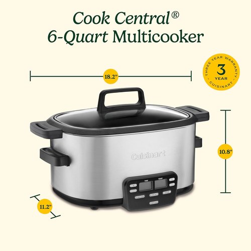 Cuisinart 3-In-1 Multi-Cooker - 6-Quart Slow Cooker, Brown/Sauté & Steamer | Silver Finish