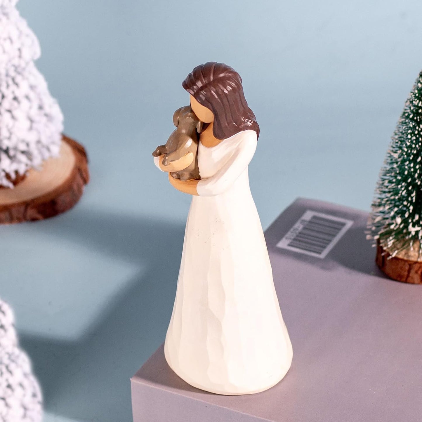 Skiennix Dog Memorial Gifts - Hand-Painted Resin Figurine of Girl Hugging Dog | Thoughtful Friendship Decor