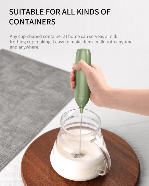 CIRCLE JOY Rechargeable Milk Frother - Handheld Coffee Mixer with Dual Spring Whisk | Green