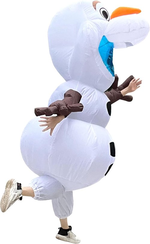 Inflatable Olaf Costume - Adult Size Snowman Fancy Dress for Halloween Party | Large, White