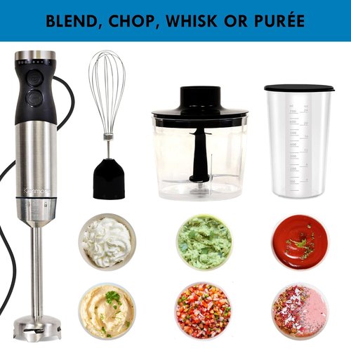 Kenmore Immersion Blender - Electric Handheld Stick Mixer with Stainless Steel Shaft & Whisk | Variable Speed for Smoothies & Baby Food