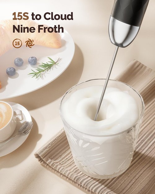 Maestri House Rechargeable Milk Frother - Stepless Speed Control Handheld Foam Maker for Lattes & Cappuccinos