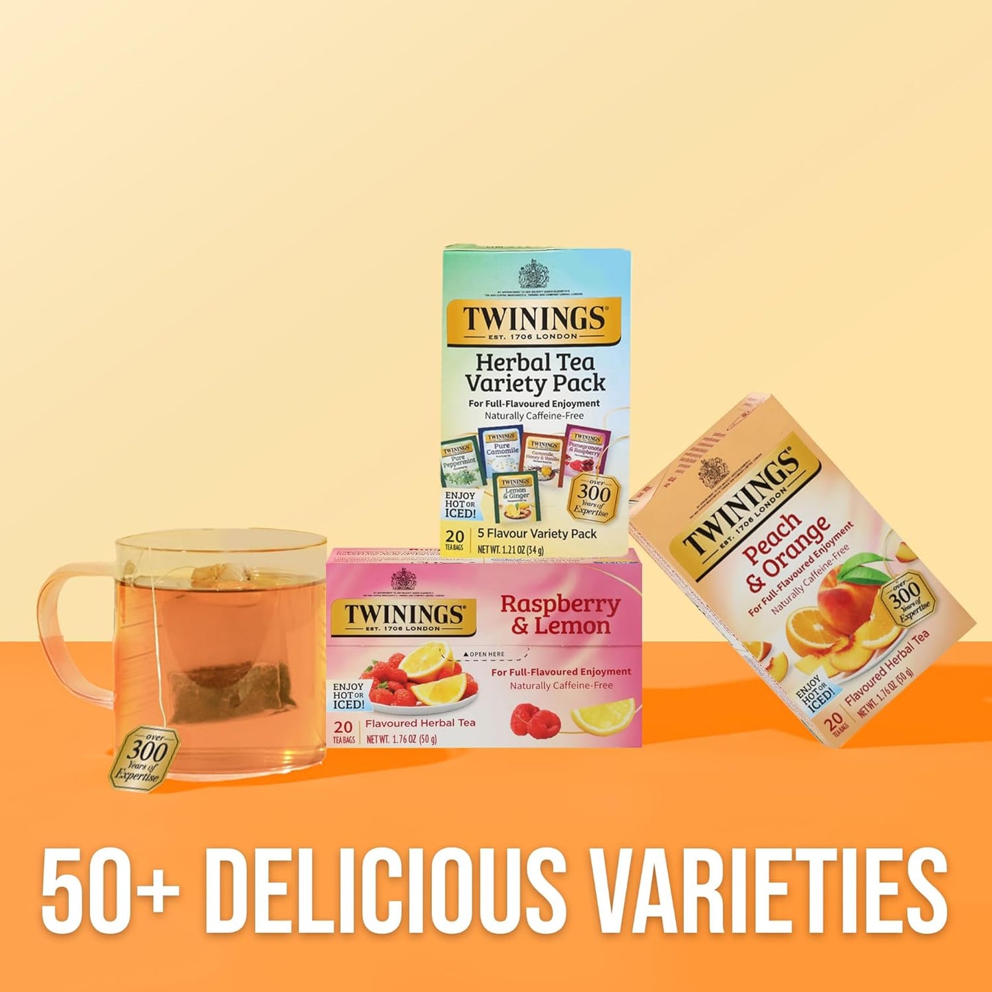 Twinings Herbal Tea Variety Pack - 20 Count (Pack of 6) | 5 Flavours, Naturally Caffeine-Free, Enjoy Hot or Iced