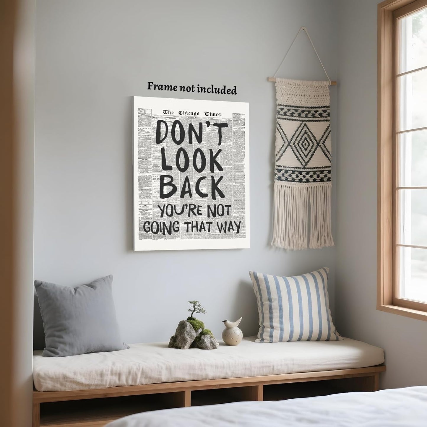 Vintage Newspaper Wall Art - Motivational Quote Poster | Black and White Inspirational Canvas Print 8x12