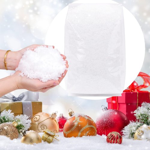 Hatisan 13 Ounces Fake Snow Decoration - Artificial Snow for Holiday Crafts & Displays | Winter Decor