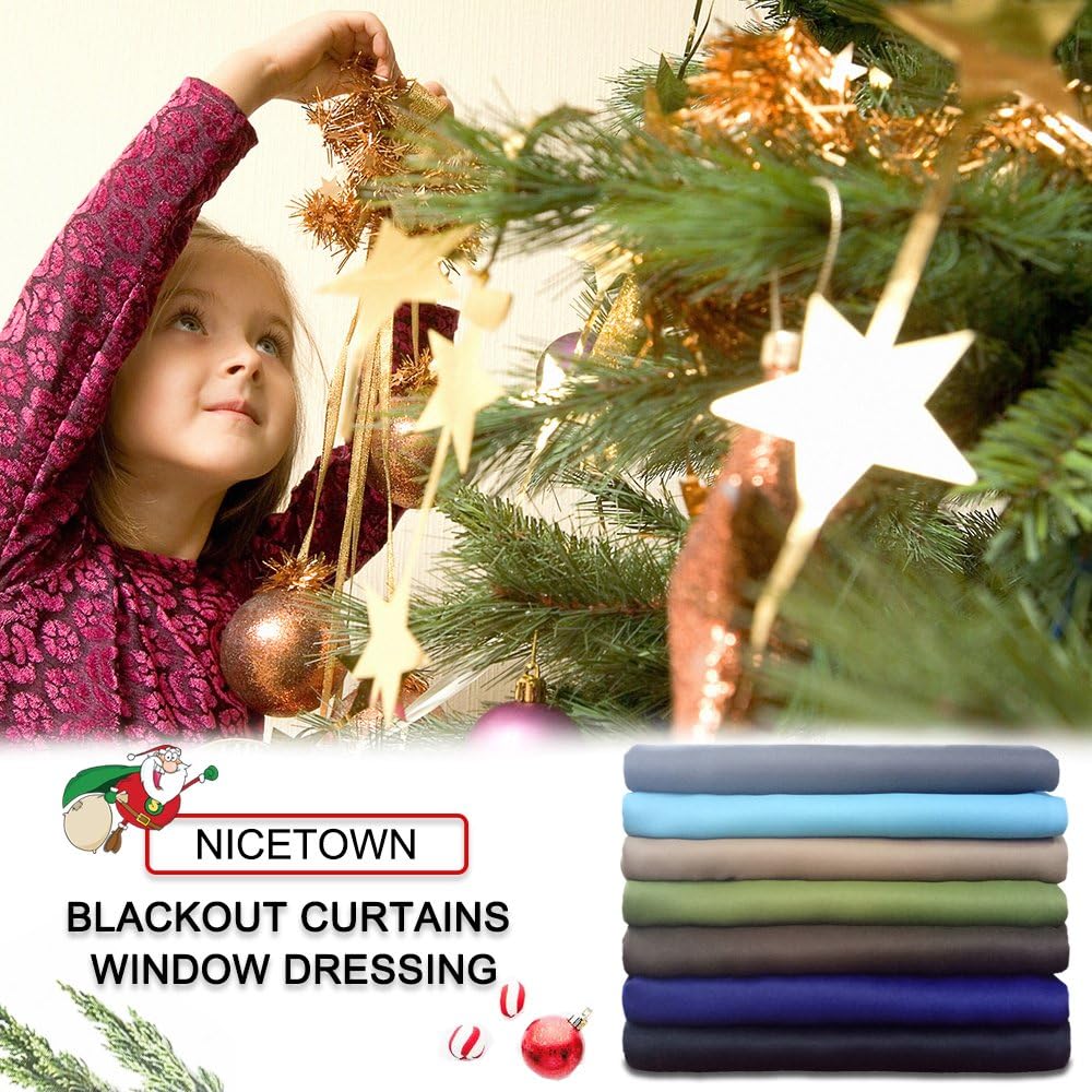 NICETOWN Blackout Curtains - Thermal Insulated Light-Reducing Draperies | 52" x 63", Grey, 2 Panels