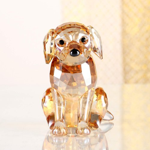 Crystal Labrador Dog Puppy Figurine Animals Lovely Craft Home Decor Ornaments Collectible Birthday Gifts (Gold)