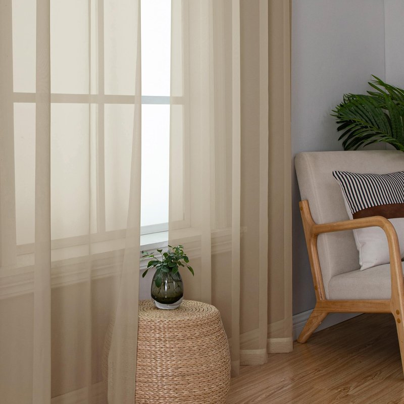 OWENIE Sheer Curtains 63 inch Length 2 Panels Set, Light Weight Soft Solid Light Filtering Fimly Sheer Curtains for Bedroom/Living Room/Dining Room/Nursery, Rod Pocket Window Treatments, 42Wx63L inch