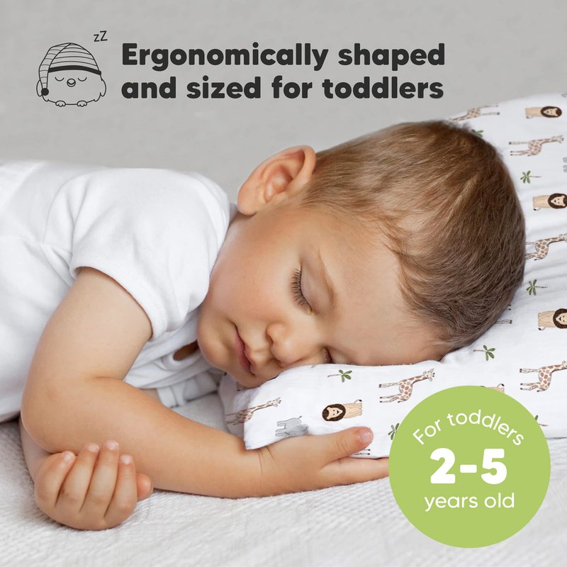 Toddler Pillow with Pillowcase - 13x18 My Little Dreamy Kids Travel Bed Pillows for Sleeping, Organic Cotton Small Pillowcase, Soft & Breathable, Machine Washable, Toddlers 2-5 years old (The Wild)
