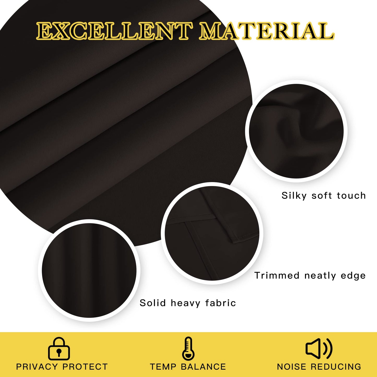 NICETOWN Room Darkening Curtains for Nursery, Grommet Thermal Insulated Light Blocking Window Treatments Sound Reducing for Bedroom, W37 x L72, 2 Panels, Toffee Brown