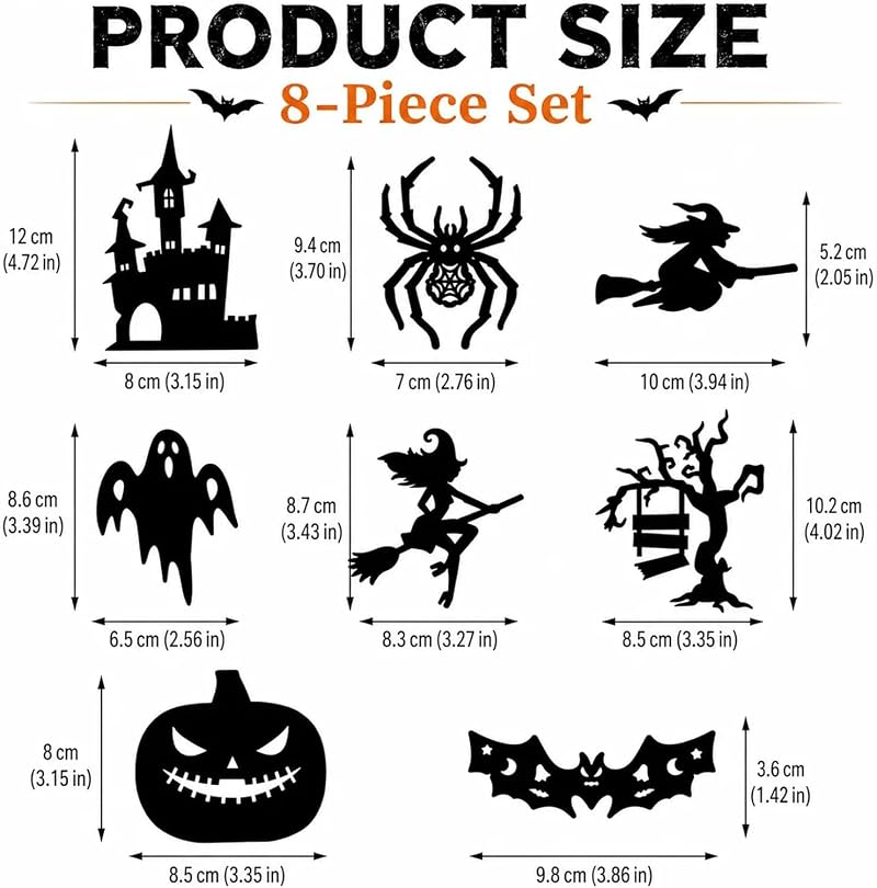 3Set Halloween Silhouette Wall Lights 3D LED Stickers - Spooky Wall Decals