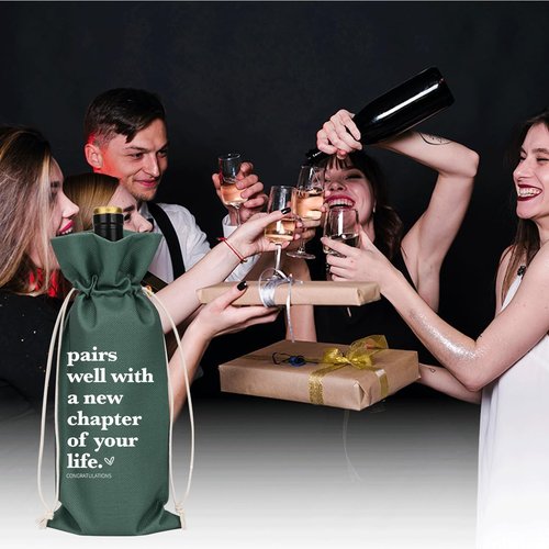 Grey Funny New Chapter Wine Bag New Beginnings Gifts for Women Men Farewell Gifts for Friends Going Away Gifts for Coworkers Women Men Moving Away Gifts for Friends New Teacher Gifts