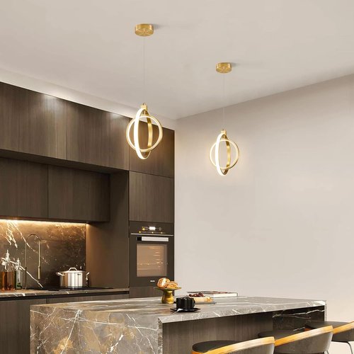 BNHHLZ Modern LED Chandelier Gold Ring Pendant Light Fixtures 4000K Dimmable Height Adjustable Pendant Lighting for Dining Room Kitchen Island Bedroom Living Room Foyer(1-Pack)