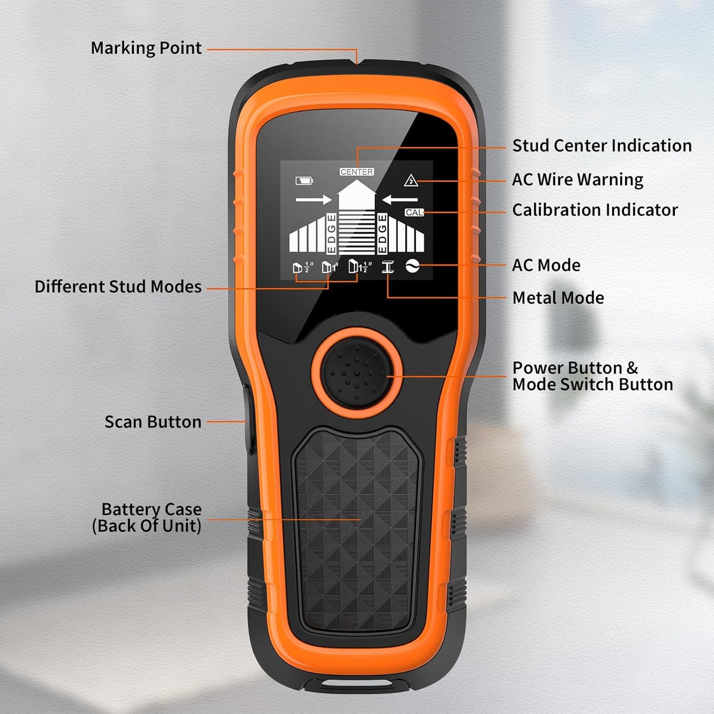 Stud Finder Wall Scanner - 5-in-1 Detector for Wood, Metal, Pipes & Wires | High-Definition LCD Display