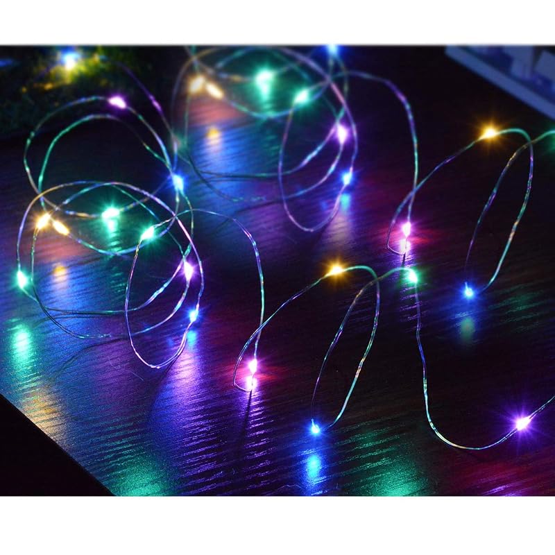 Multicolor 4-Pack LED String Lights Battery Operated 50 LEDs – 16.4ft Copper Wire Set
