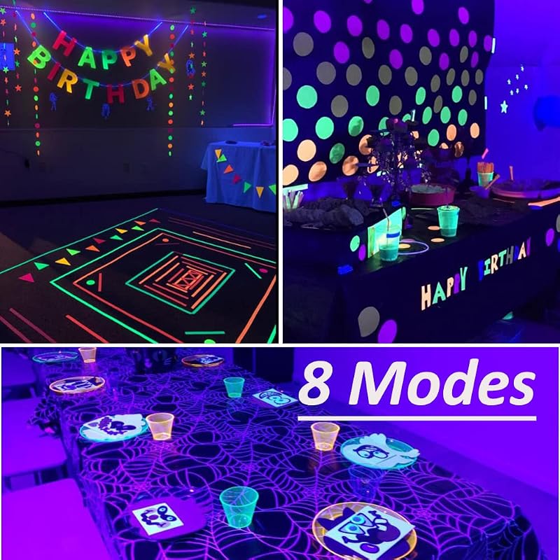 Solhice 80ft UV Black Light String Lights with Remote, 300 LEDs – Indoor/Glow Party Decor