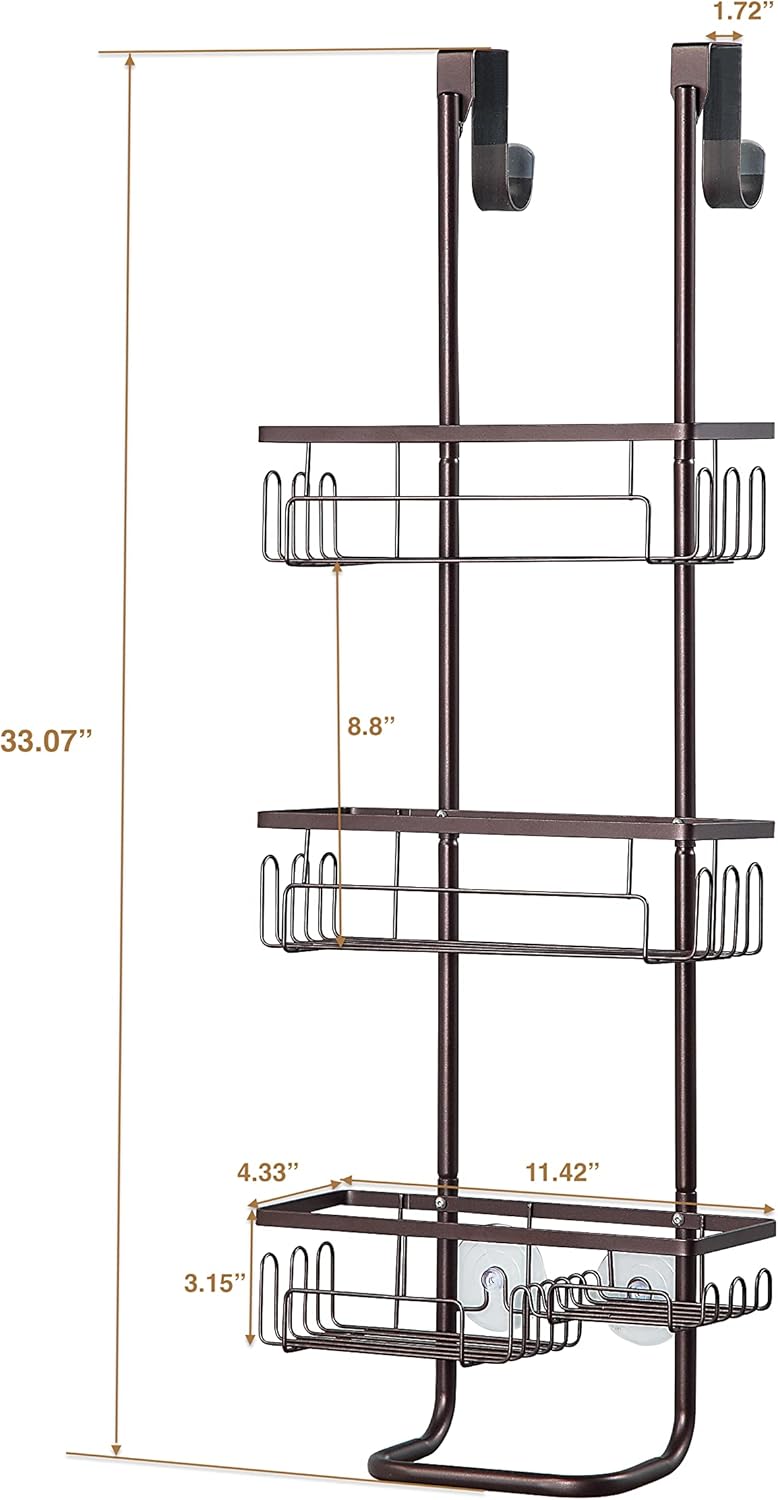 SunnyPoint Classic Metal Shower Caddy - Over Door Hanging Storage Organizer Basket