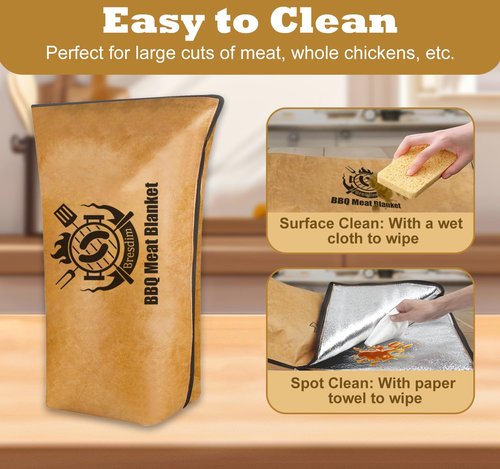 BBQ Blanket for Resting Meat,Smoker Meat Resting Blanket, 15 inch Reusable Grilling Meat Insulated Resting Bag with Wide Mouth for Large Pork Shoulders Brisket Turkeys,Gifts for Men