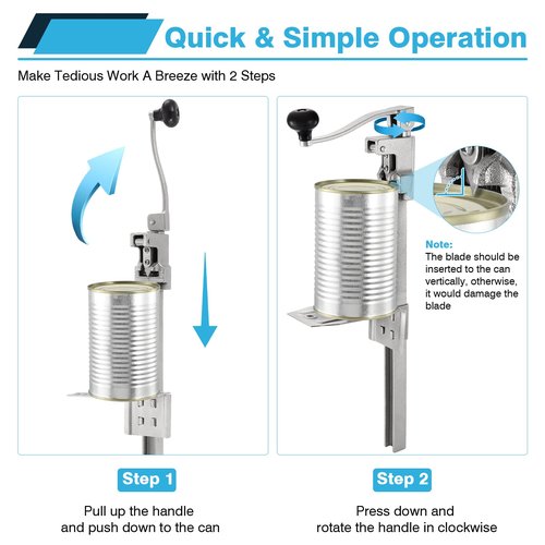IRONWALLS Commercial Can Opener for Restaurant, 19”/48cm Heavy Duty Table Mount Manual Can Opener for Cans Up to 13” Tall, Metal Professional Can Opener with Plated Steel Base for Hotel, Food Store