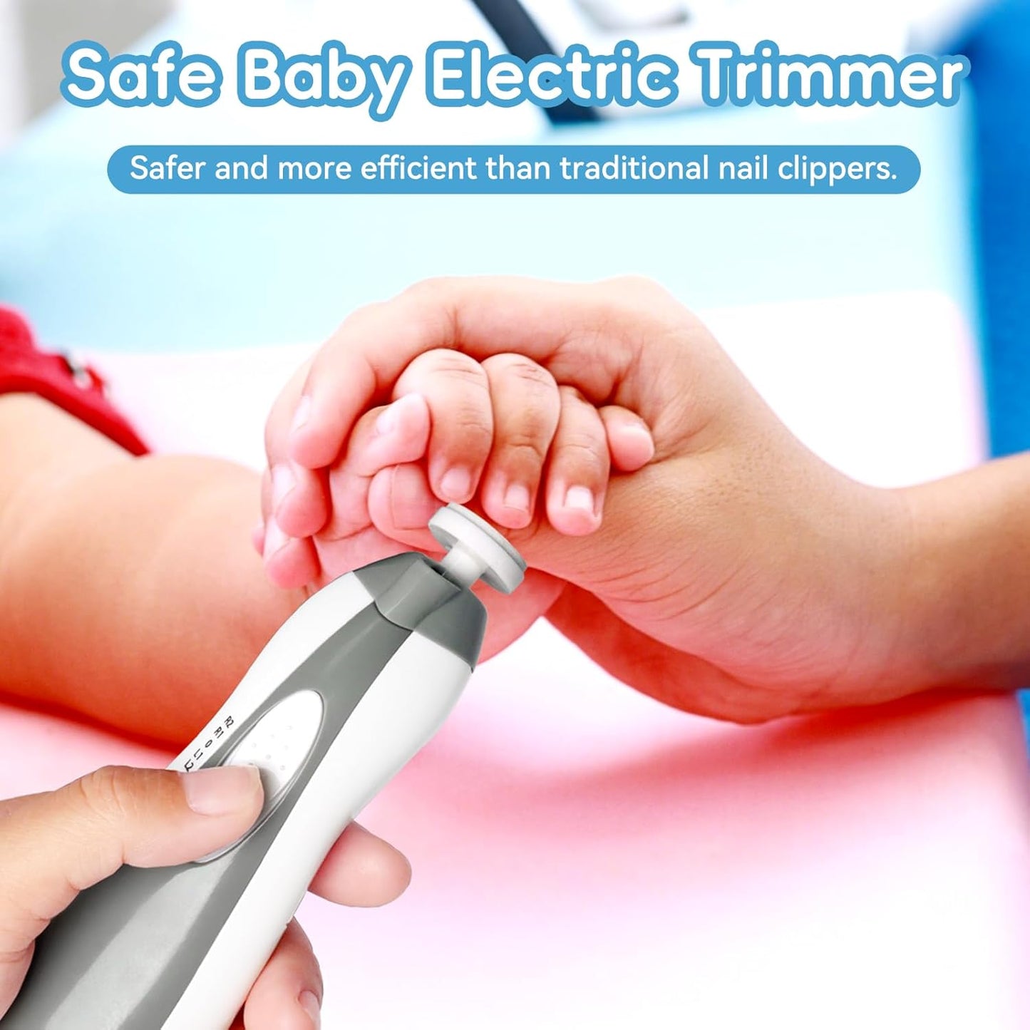 Skiennix Electric Baby Nail Trimmer - 6-in-1 Infant Grooming Kit with Clippers & File | Grey