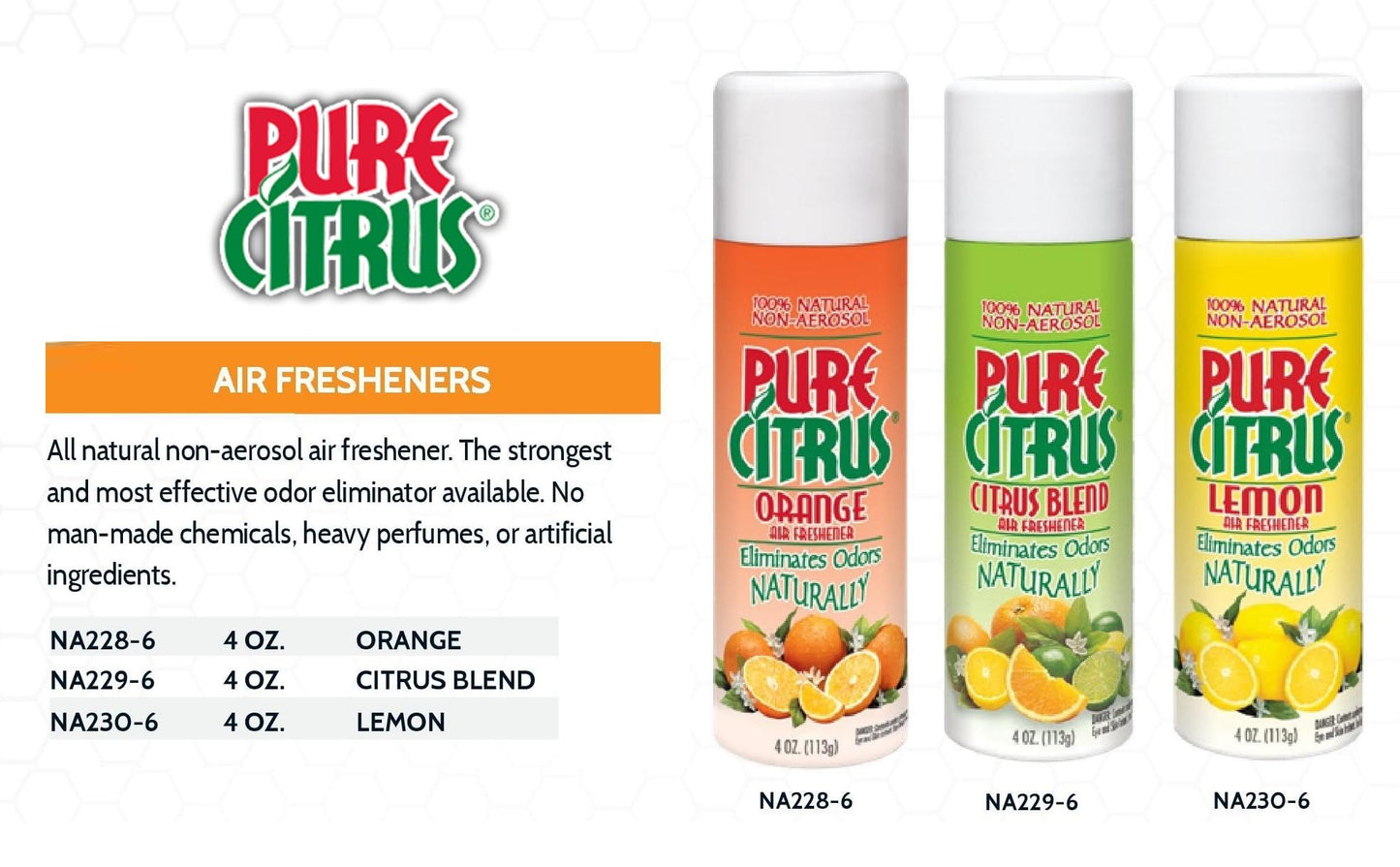 Pure Citrus Non-Aerosol Air Freshener Spray, 4 oz (Orange, Lemon & Citrus Blend), 2 Packs Each Bundled with 1 Pack DU-MOST Walnut Hand Scrub Travel Size, 4 oz