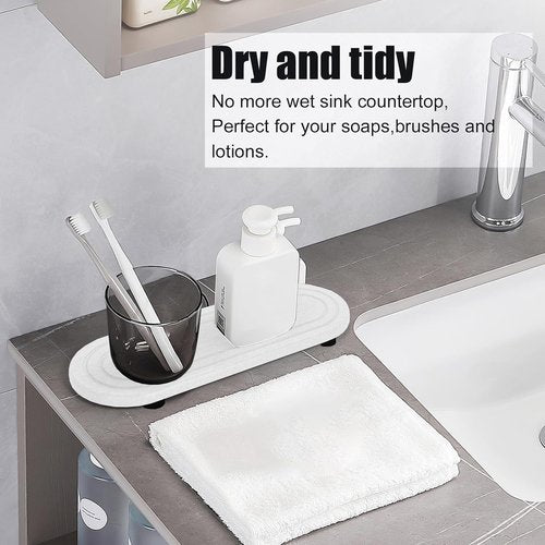 Diatomite Stone Sink Tray Set - Fast Drying Water Absorbent Coasters for Kitchen & Bathroom | 2PCS