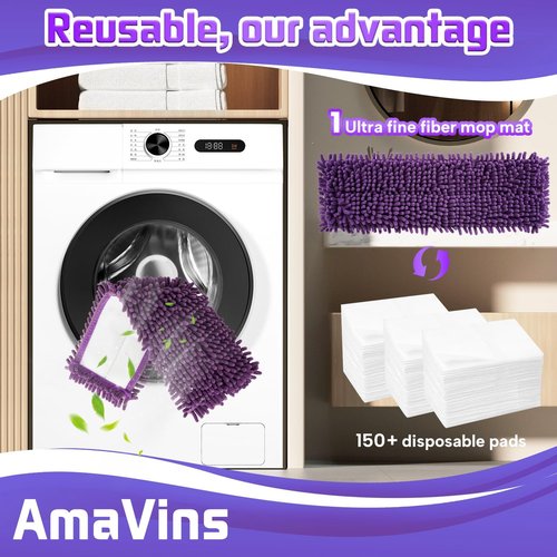 AmaVins Microfiber Pet Mop Pads - Reusable 18-Inch Cleaning Pads for Multi-Surface Floors | Attracts Pet Hair