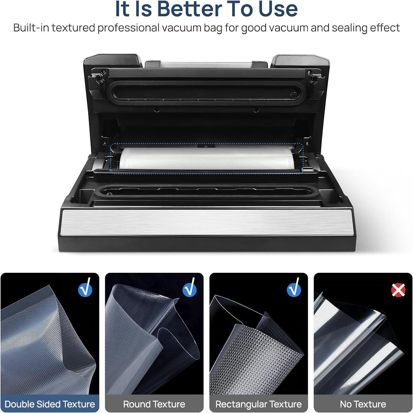 Vakumar Vacuum Sealer Machine - 90Kpa Food Preservation with Dry/Moist Modes & Built-In Cutter | Starter Kit Included